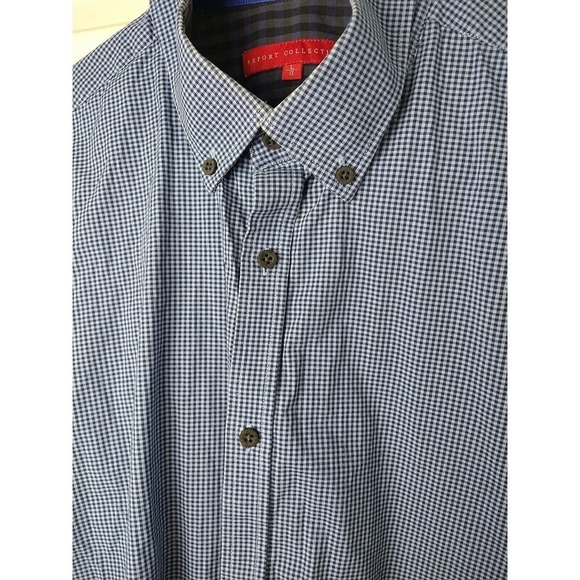 Report Collection Blue Gingham Collared Long Sleeve Button Shirt. L - Picture 4 of 9